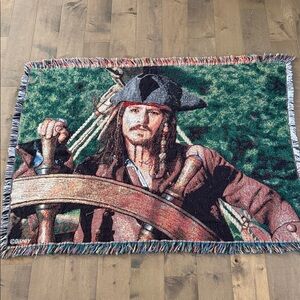 Vintage Pirates of the Caribbean Tapestry Throw Blanket Movie Promo Disney